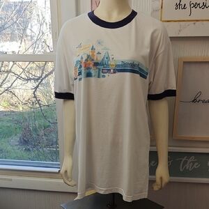 Disney White and Blue Disneyland Ringer Tee